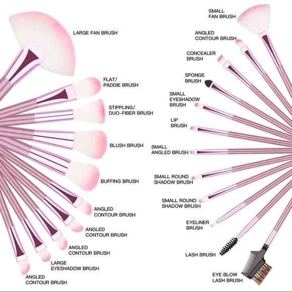 New - 22Pcs Premium, Soft Bristles Pink Makeup Brush Set With Case - Picture 2 of 7